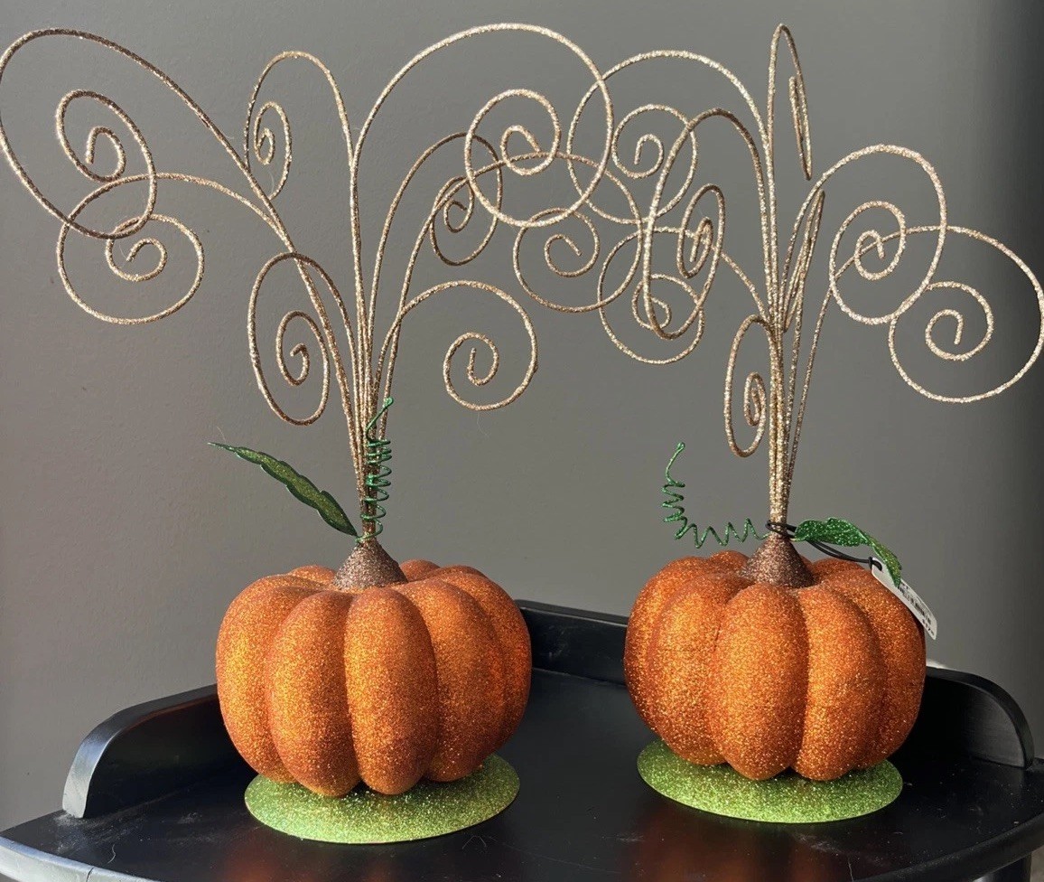 2 Pier 1 Glitter Pumpkin Tree Centerpiece