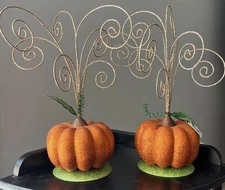 2 Pier 1 Glitter Pumpkin Tree Centerpiece