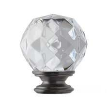 2-Pack Faceted Crystal Curtain Rod Finials – Gunmetal Acrylic Decorative Set