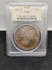 VERY UGLY TONED 1881s MORGAN SILVER DOLLAR, PCGS MS66, NICE HIGH GRADE.