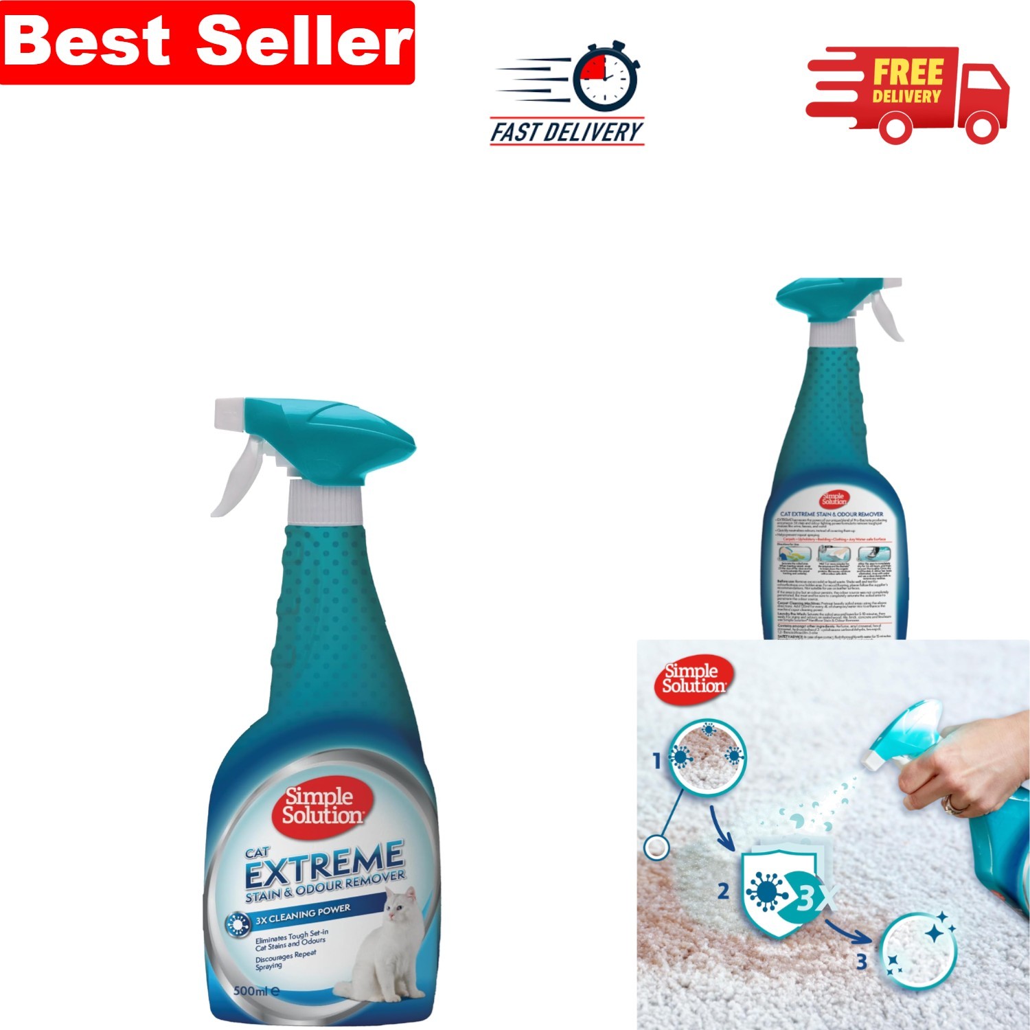 500ml Extreme Enzymatic Cat Stain Remover - Fast, Non-toxic Odour Elimination