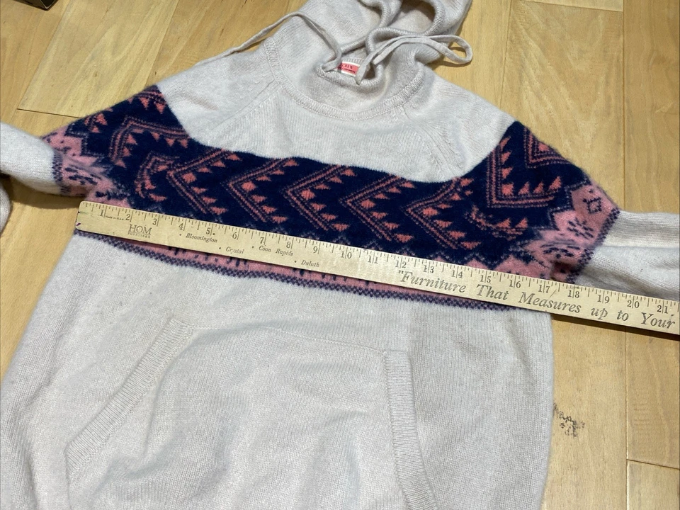 J. Suéter con Capucha Crew 100% Cachemira Para Mujer Talla Pequeña Beige Rosa Capucha Cálido Foto 4 de 4