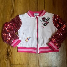 Disney Minnie Mouse pink sequin full zip bomber jacket SIZE 4