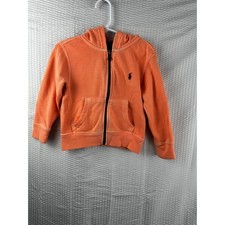 Polo Ralph Lauren Boys Hoodie Full Zip Coral Orange Pony Logo Sweatshirt 2T