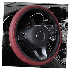 Leather Steering Wheel Cover,Anti Slip Car Steering Wheel Cover for Burgundy