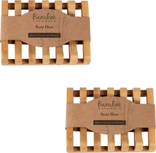 Bamboo Naturals Bar Soap Dish for Sink or Shower, Odor Resistant Tray, Sustainab
