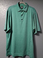 FootJoy Golf Polo Shirt Mens Large Green Black Striped High Performance Stretch