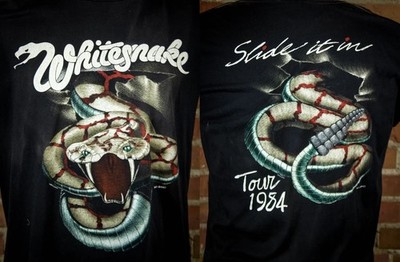 1984 WHITESNAKE TOUR SLIDE IT IN Cotton Black Full Size Unisex Shirt