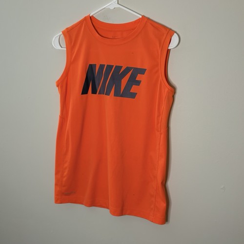 Nike Big Boys Dri-Fit Tank Top, Orange/Gray, LARGE T3 - Picture 4 of 8