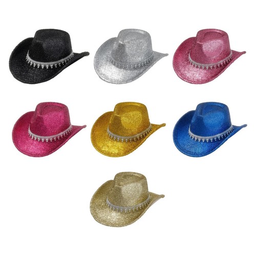 Cowboy Hat with Rhinestones Wide Brim Cap for Holiday Cosplay Party Supplies