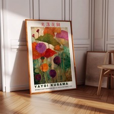 Yayoi Kusama Lotus Poster, Japanese Floral Ab...