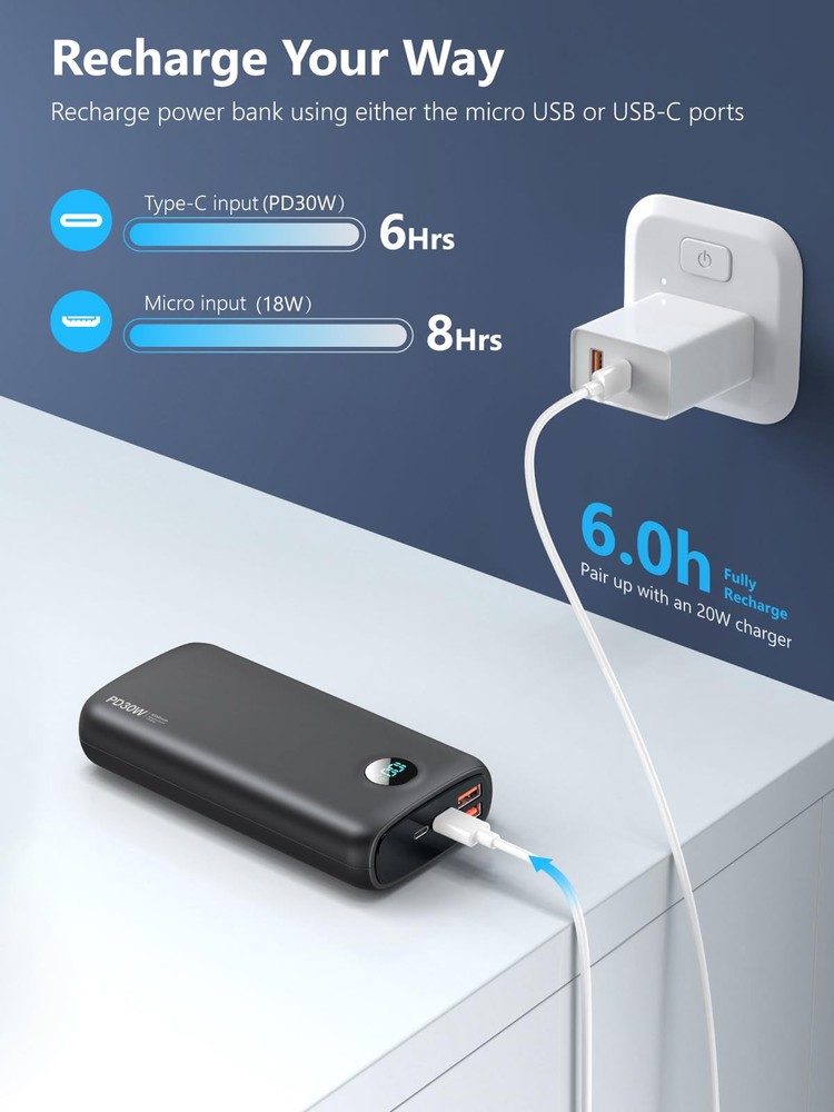 40000mAh Power Bank with QC 4.0 and PD 30W Fast Charging Portable Charger 40000mAh Power Bank with QC 4.0 and PD 30W Fast Charging Portable Charger