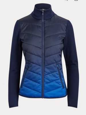 RLX Ralph Lauren Ombré Blue Hybrid Golf Jacket Full Zip Mock Neck Women's Size S