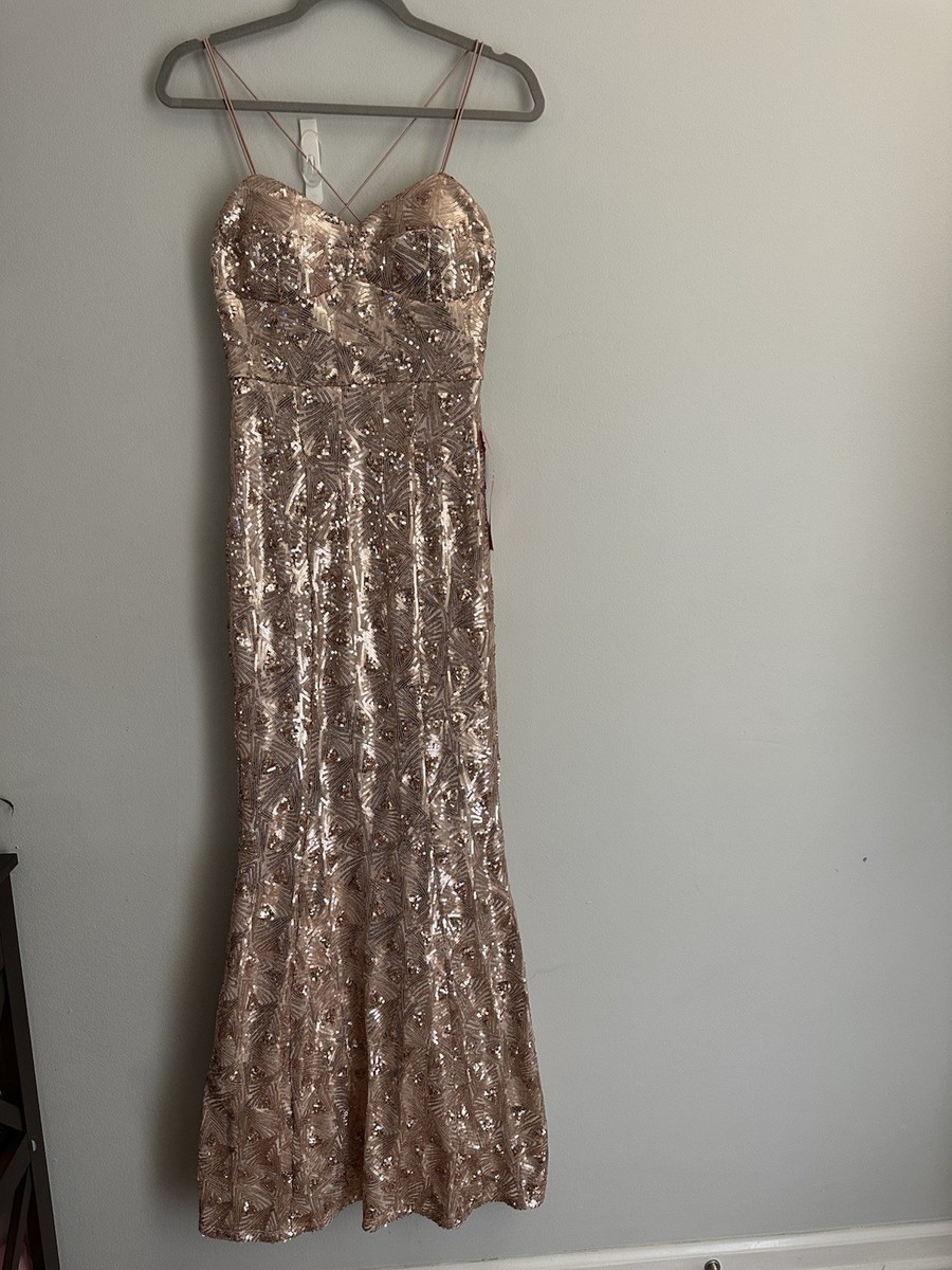NWT Speechless Rose Gold Sequin Maxi Dress  Size 5  Elegant Formal/Prom  Gown | eBay