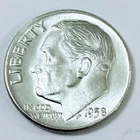 1958 D Roosevelt Dime 90% Silver 10c US Coin, VERY FINE CONDITION #6975
