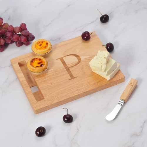 Wood Cutting Board Charcuterie Monogram Cheese 10 Inch Personalized Initial - Afbeelding 4 van 8