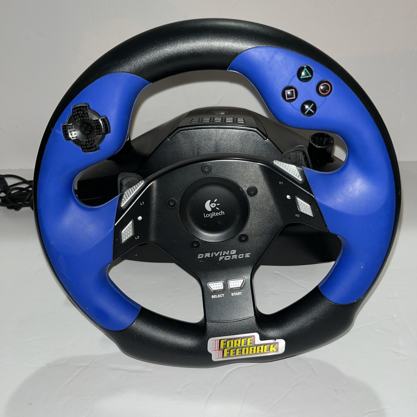 Logitech Driving Force Steering Wheel for Playstation 2 PS2 Blue Tested