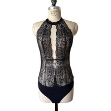 Intimissimi Lace Halter Bodysuit in Black Size Medium