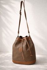 Trussardi Borsa Sac Secchiello Marrone Pelle Marrone Marrone Vinile Vintage T...