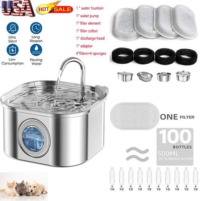 #ad #ad Pet Water Fountain 3.2L Automatic Cat Dog Drinking Water Bowl Stainless Steel $35.99