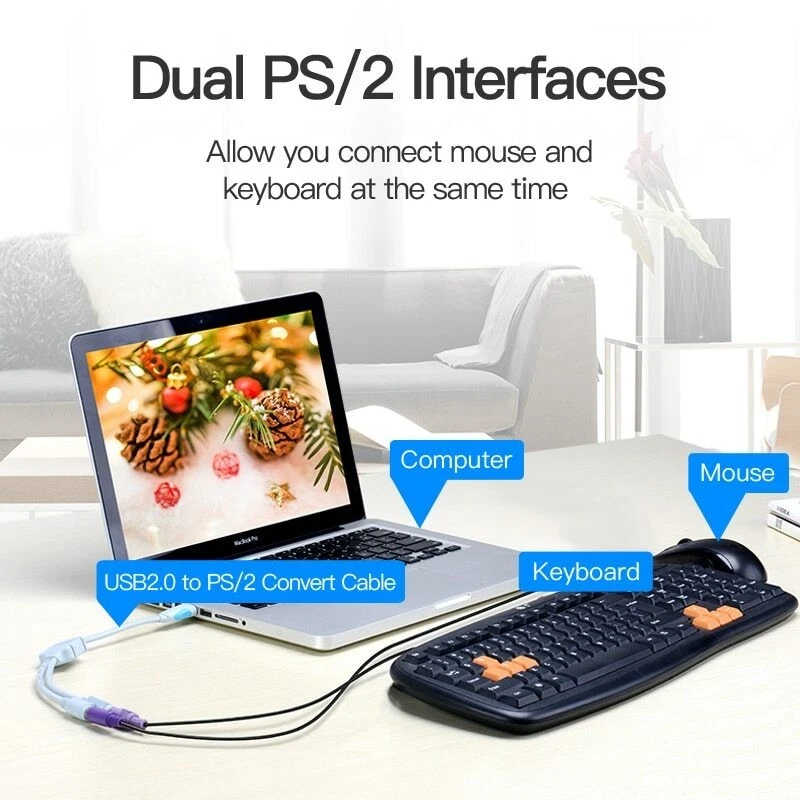 Dynamode USB to 2 PS2 Active Adaptor Extension Cable For Keyboard & Mouse - Image 4 of 4