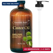 Essentially KateS Castor Oil 16 Fl Oz Glass Bottle - Original - A Huge Glass B