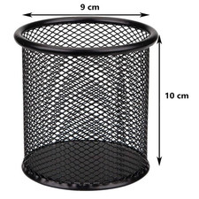 12 Pack Black Metal Mesh Pen Holder For Desk Pen Pot & Pencil Pot Organiser, Dur