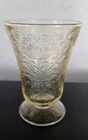 Depression Florentine Yellow Poppy #2 Footed Tumbler Glass 4" Trumpet