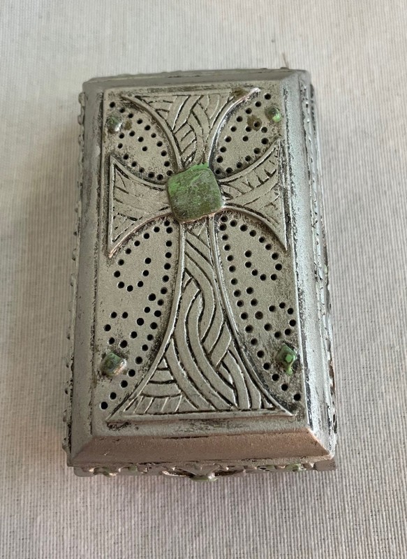 Ceramic Rosary keeper box with "Lord, hear our Prayer" on side