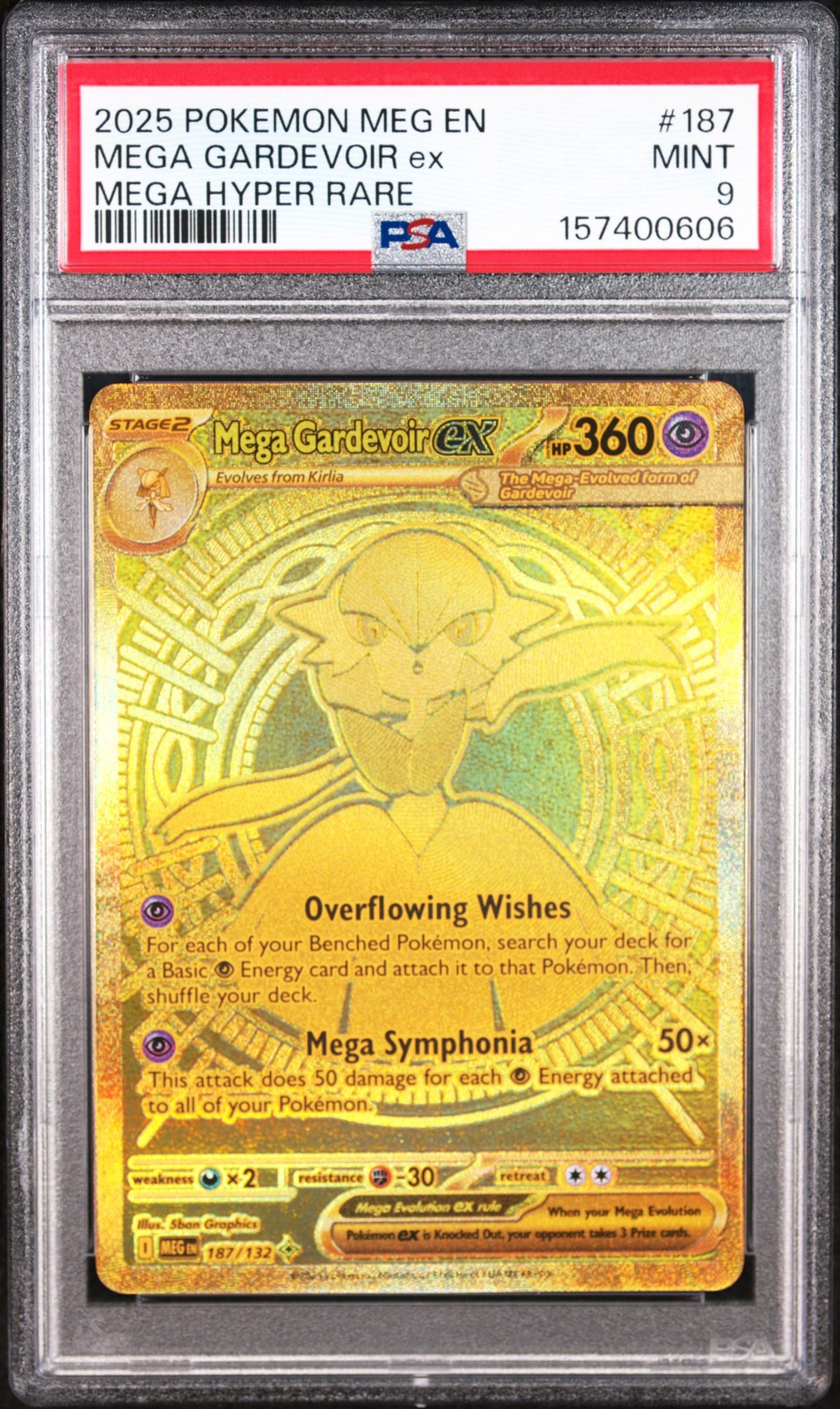 2025 POKEMON MEG EN-MEGA EVOLUTION MEGA HYPER RARE #187 MEGA GARDEVOIR EX PSA 9