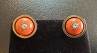 Victorian Coral Old Mine Cut Diamond Earrings 14K Gold Antique Star Motif 1860 — photo 2