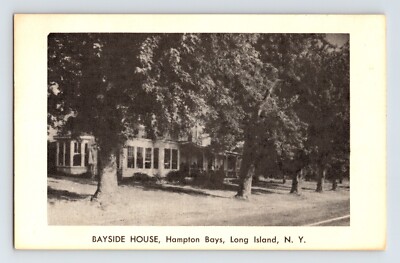 Postcard New York Long Island Hampton Bays Bayside House 1940s Unposted B&W