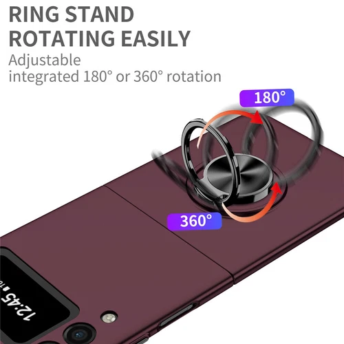 For-Samsung Galaxy Z Flip 4 3 5G Slim Matte Hard Case with Ring+Screen Protector - Picture 28 of 94