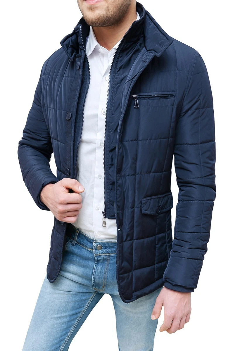 Jacket Mens Quilted Jacket Diamond Winter Blue Elegant Jacket Trench Waterproof