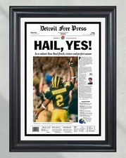 1997 Michigan Wolverines Rose Bowl Victory: 'HAIL, YES!' - Framed Newspaper Prin