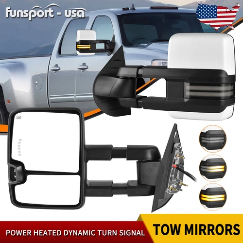 Power Heated Tow Mirrors for 2007- 2013 Silverado Sierra 1500 2500HD LED Signal