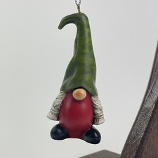 Girl Gnome Christmas Tree Ornament Resin 3.5 x 1.8  Long Braids Green Hat