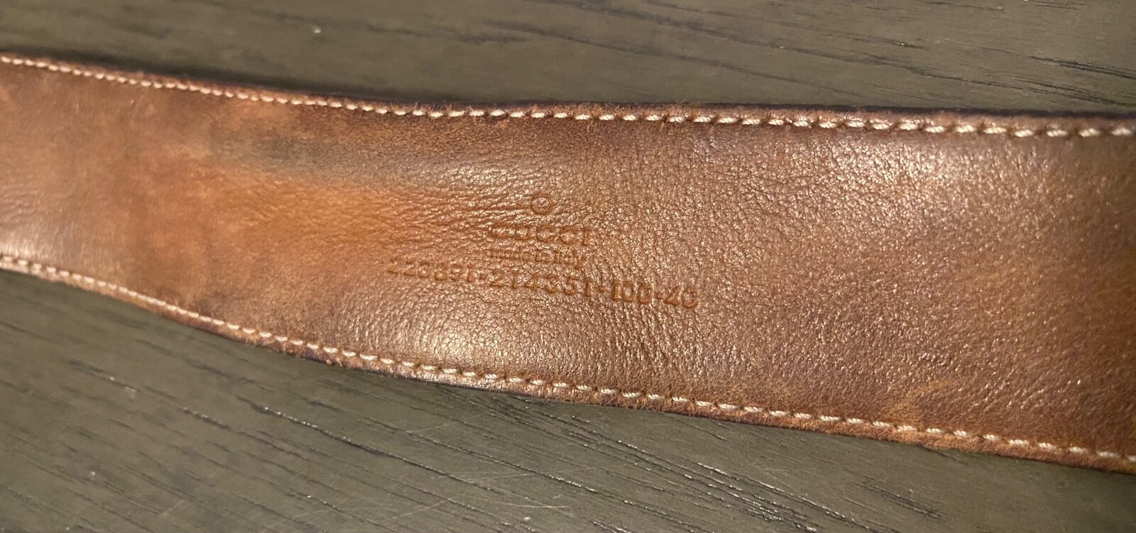 AUTHENTIC Black Gucci Leather Interlocking GG Gol… - image 12