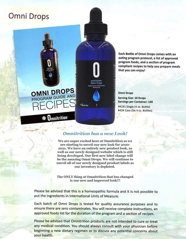 Omni Drops Paquete de 4 OZ Guía de Programa Homeopático Recetas Plan de Alimentación Foto 3 de 4