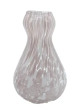 Art Glass Vase Hand Blown Pink Mauve & White Confetti Bud Stretched