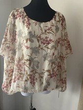 NWT Vince Camuto Oasis Bloom Pearl Ivory Floral Blouse Skirt set Summer Sz XL/16