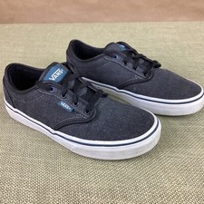 Vans Off The Wall Youth Sneakers Black Canvas Lace Up Low Top Shoes Kids Size 4