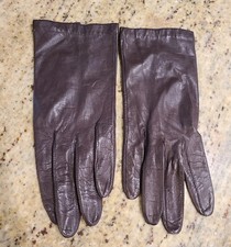 Vintage Size M 7 Brown Soft Leather Antron Lined 9" Womens Gloves
