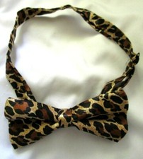 UNISEX ADULT LEOPARD CHEETAH ANIMAL PRINT ADJUSTABLE FABRIC STRAP BOW TIE-NEW 