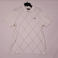 Chaps Men's Short Sleeve Polo Shirt Collared White Size M
