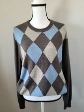 Dockers L Men's Argyle Sweater Extra Soft Women's Unisex Long Sleeved Gray Blue