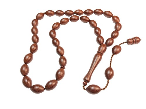Turkish Brown Fiber Prayer Beads Oval Yerli Tesbih, Tasbih Misbaha Subha 178 - Picture 2 of 14