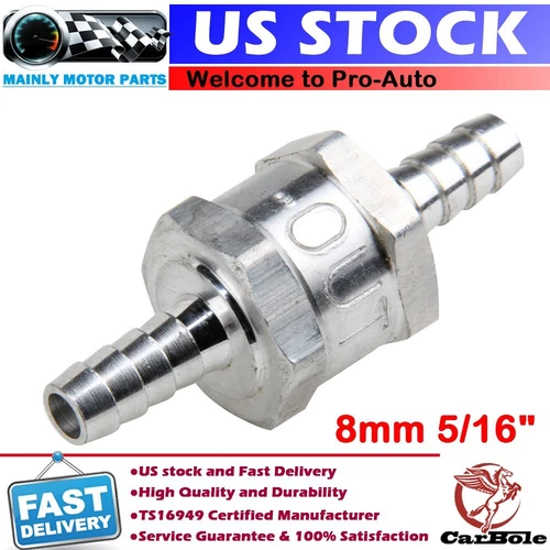 8mm 5/16" Aluminium Fuel Line One Way Non Return Check Valve Petrol Diesel Oil
