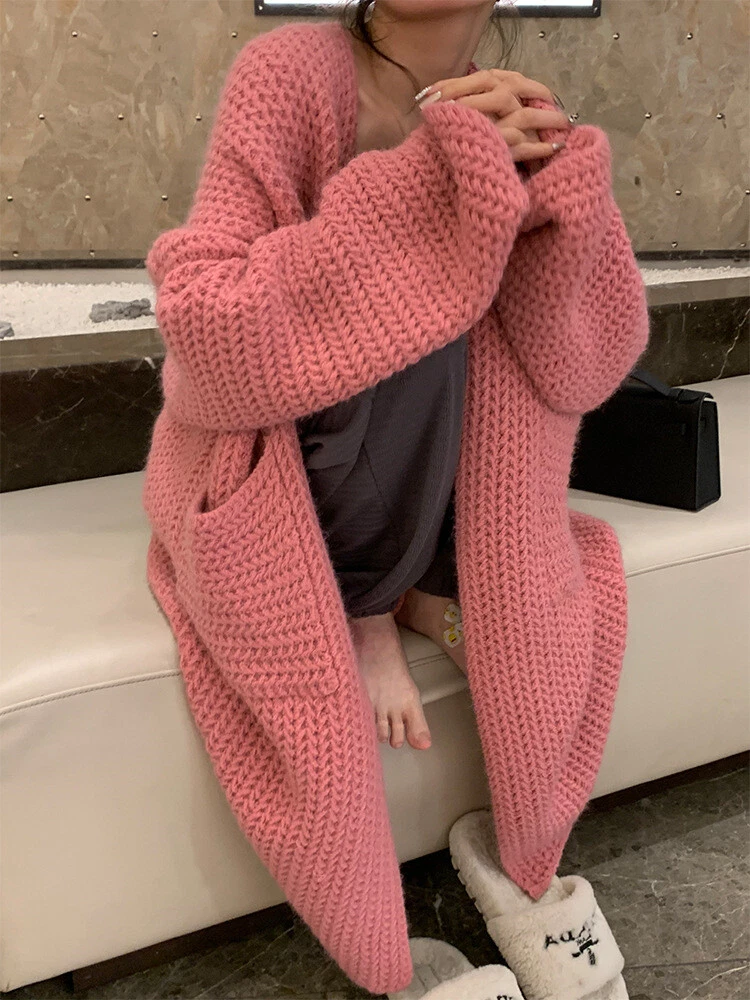 New Sweater Cardigan Women Thick Loose Slouchy Long Knitted Selfish Design Coat