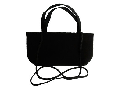 NWOT - CARLO FELLINI Black Fabric Clutch Shoulder Hand Bag Purse w/ Snap Clasp